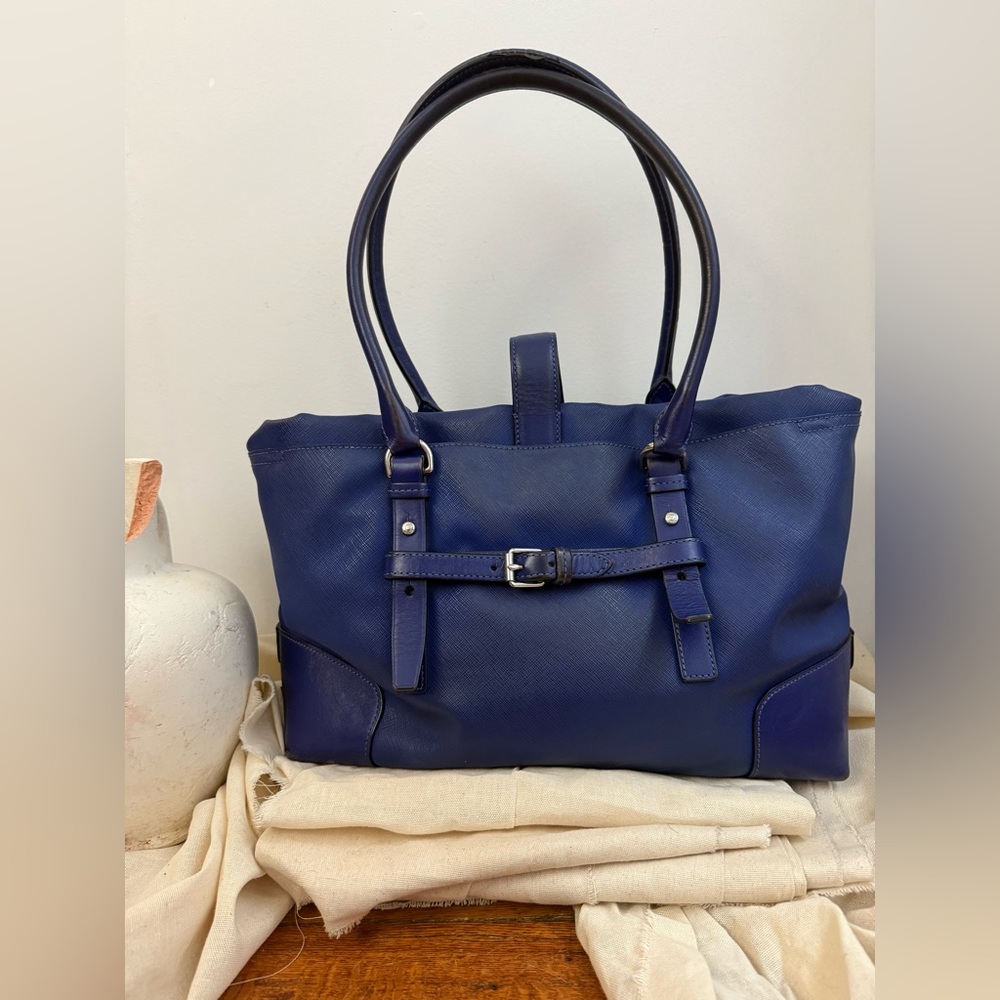 Authentic TUMI Turin Shopper Tote Cobalt Blue Leather Bag 2013 Collection